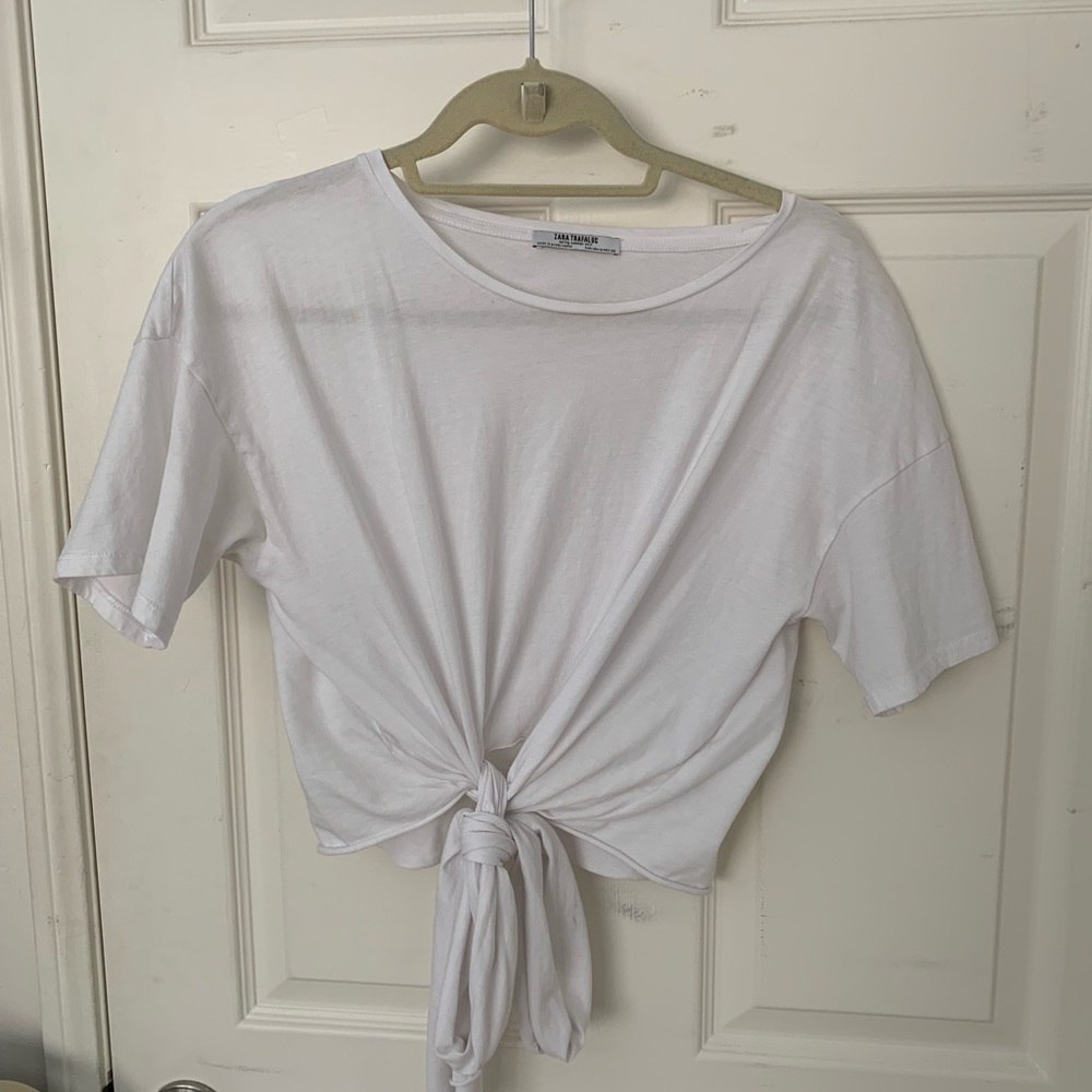 Zara White Tye Crop Top